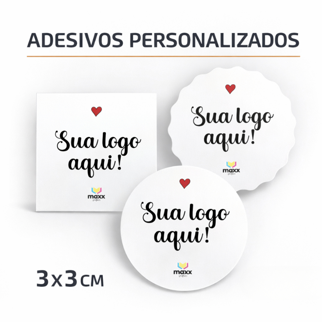 Adesivos Etiquetas Personalizados 3x3cm 200/300/500/1000 Unidades Com Sua Logo