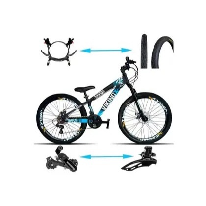 Bicicleta Viking Aro 26 TuffX25/30 Vmaxx Freio Hidráulico 21V Preto Azul - Vikingx