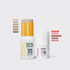 PROTETOR SOLAR MULTIFUNCIONAL + BLUSH EM BASTÃO PINK CHEEKS ORIGINAL SUPER COMBO