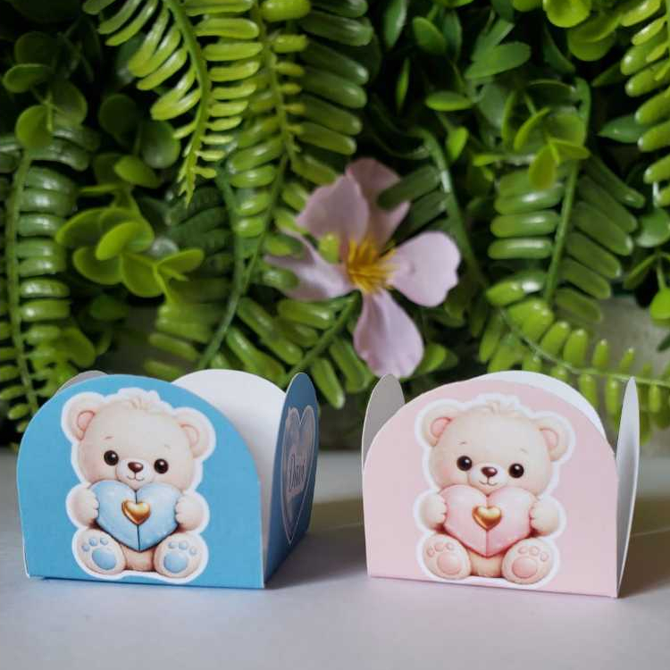 Forminha para Doce e Brigadeiro Ursinhos - Forminha para doce Chá de Bebê - Chá Revelação -  urso e ursa Menina/ Menina