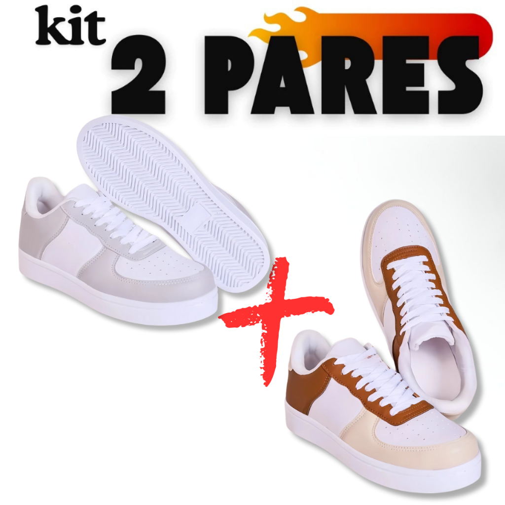 Kit 2 Pares Tênis Feminino Casual Promoção Conforto e Estilo Solado Macio 34 a 43 em Oferta na Shopee