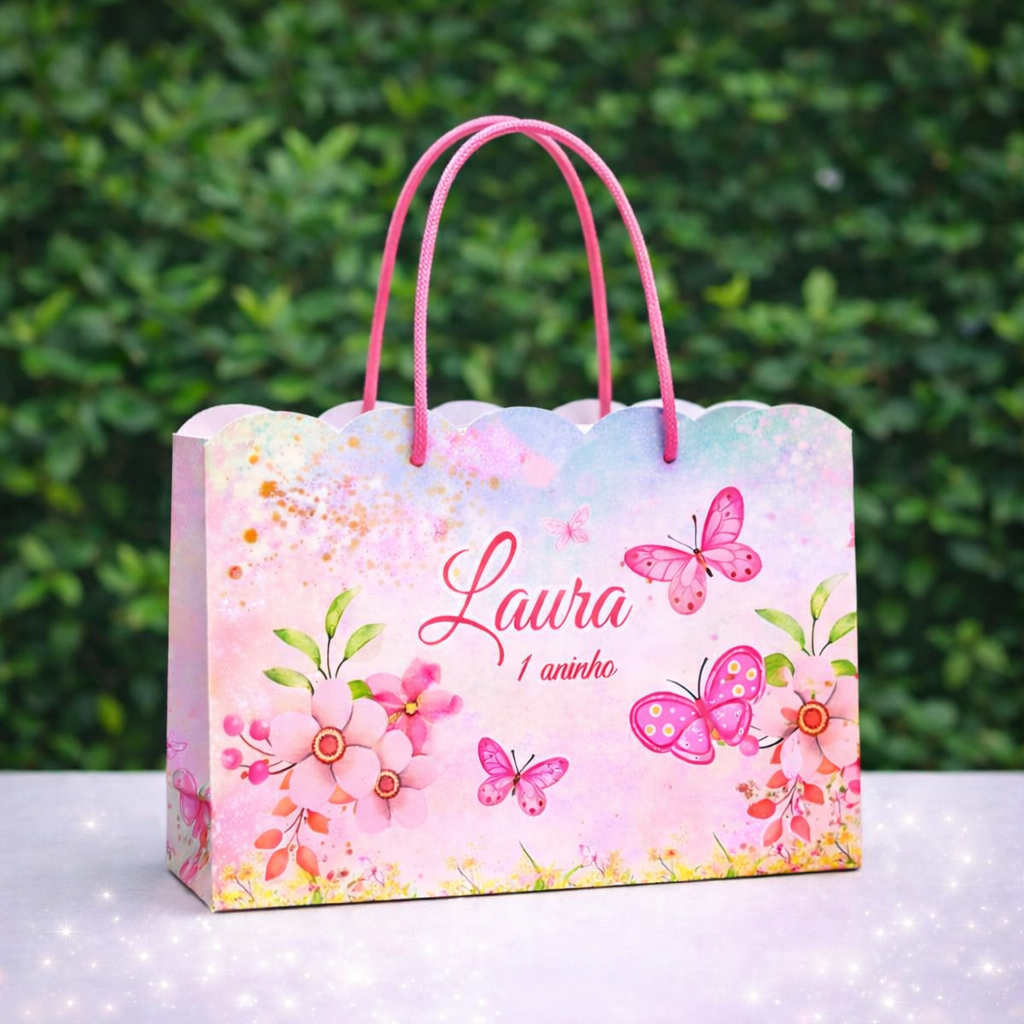 Sacolinha JARDIM DAS BORBOLETAS Personalizado Sacolinha Lembrancinha, Aniversário PEGUE E MONTE