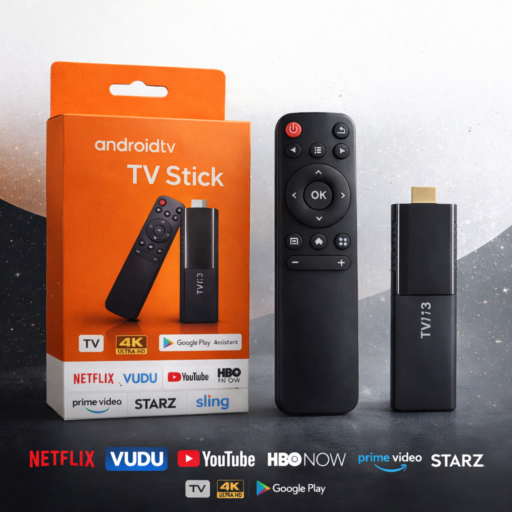 Android TV Stick 4K Smart TV HDMI WiFi Android Controle Remoto Streaming Netflix YouTube