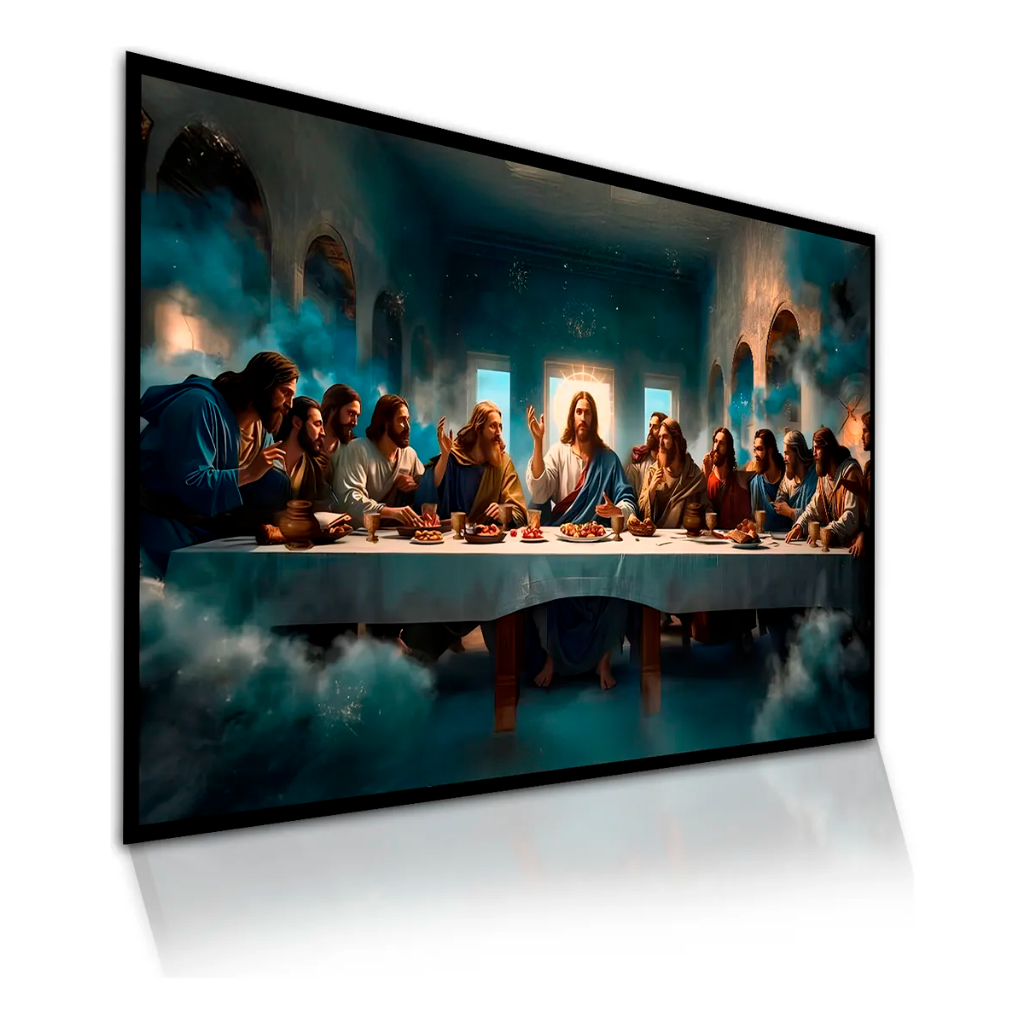 Quadro Decorativo Gigante 110x70 Santa Ceia Religioso Jesus Cristo e Seus Discípulos - Quadro Religioso Fita Dupla Face