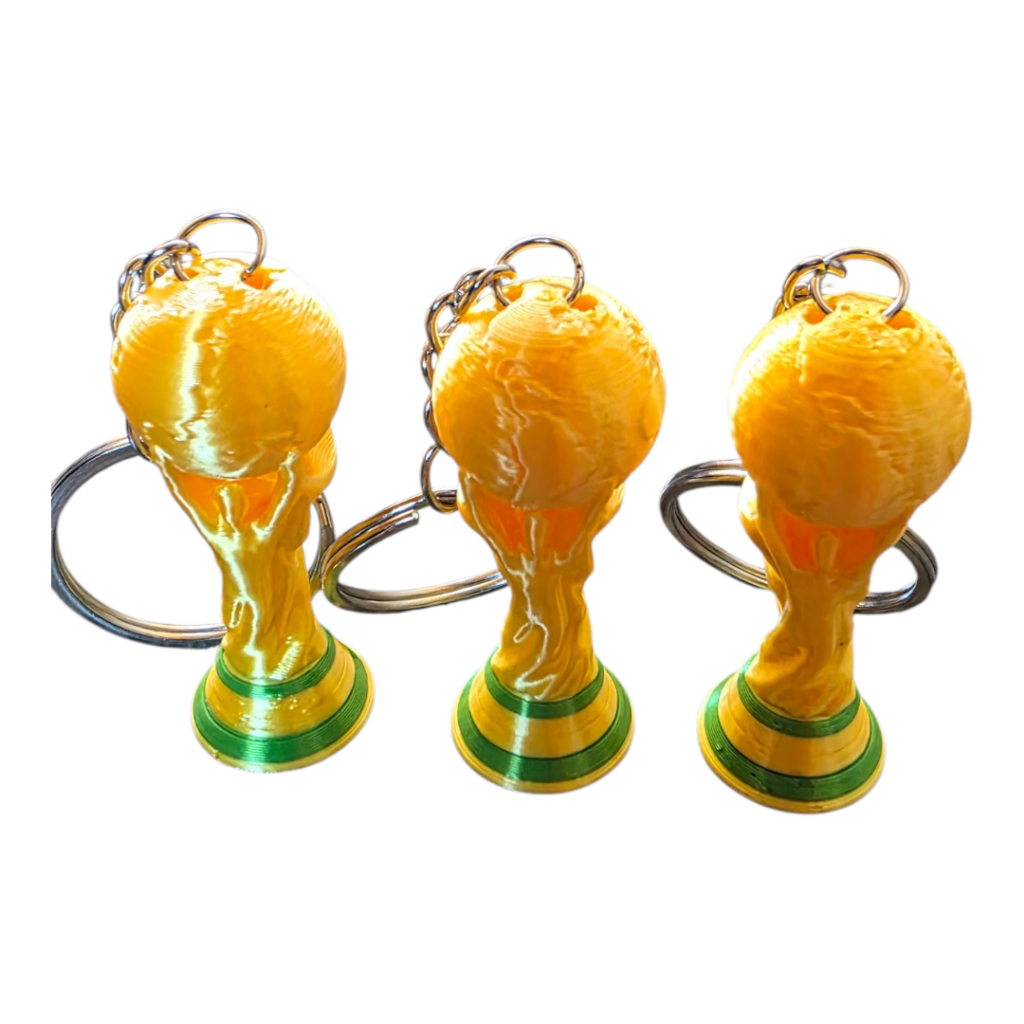Kit Chaveiro Troféu Copa do Mundo Futebol Mini Taça Dourada Lembrancinha Festa Futebol Brinde Atacado