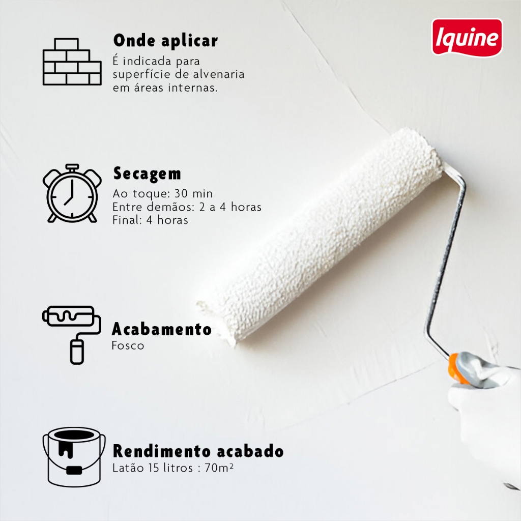 Detalhes do Tinta Econômica Acrílica Látex  Fosca 15 Litros Iquine - Cores
