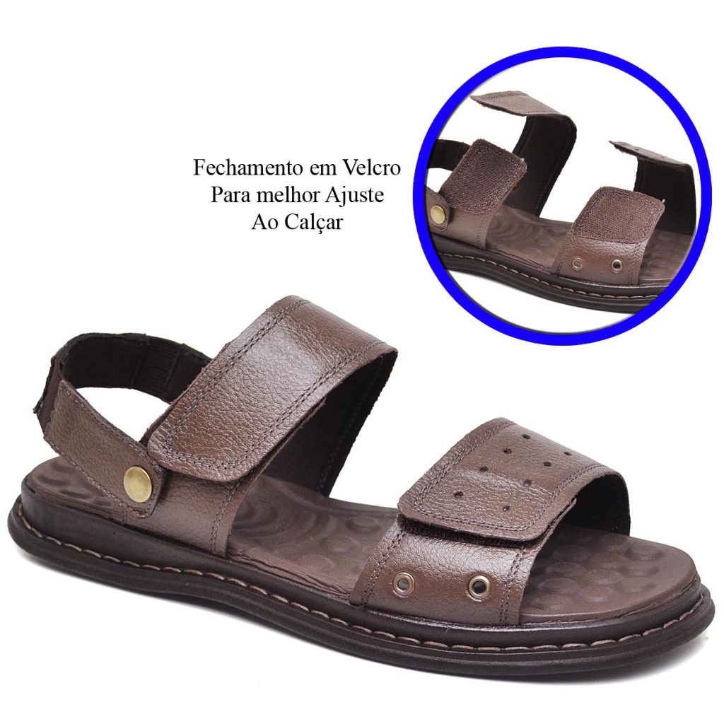 Sandália Papete Chinela Ortopédica Masculina Conforto Anti Stress Franciscana 100% Couro Legítimo Promoção