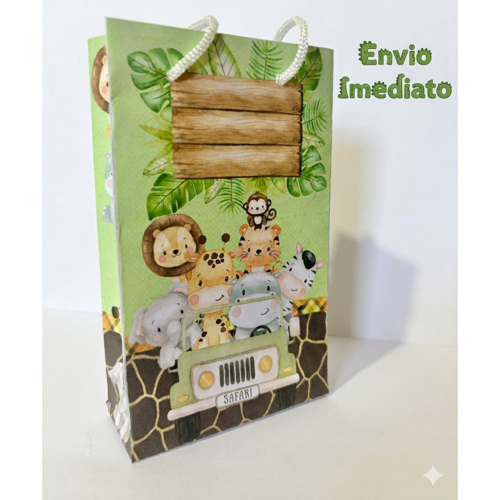 Sacolinha Safari Lembrancinha Festa Infantil | Sacola Surpresa Safari | Sacolinha Aniversário Infantil | Envio Imediato em Oferta na Shopee