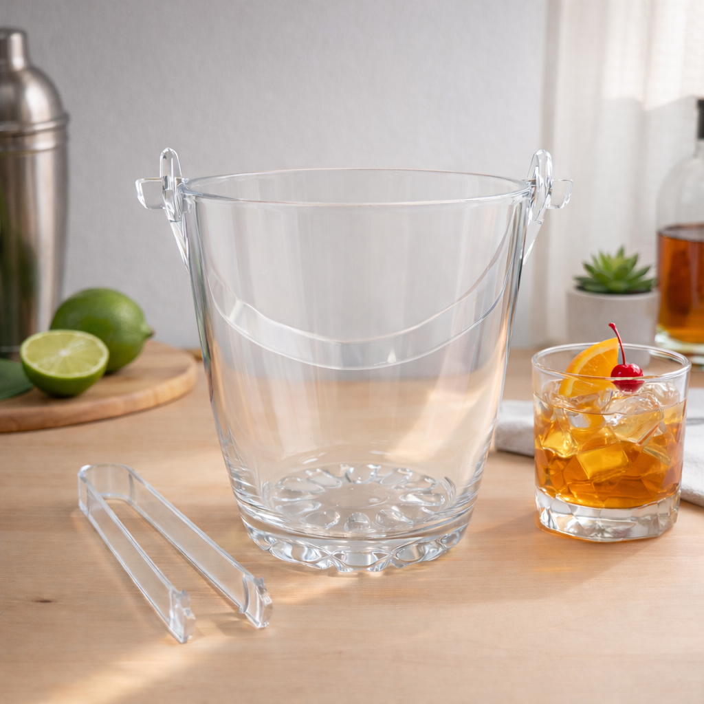 Balde de Gelo de Vidro Premium com Alça e Pegador – Ideal Para Mesa Posta e Drinks em Oferta na Shopee