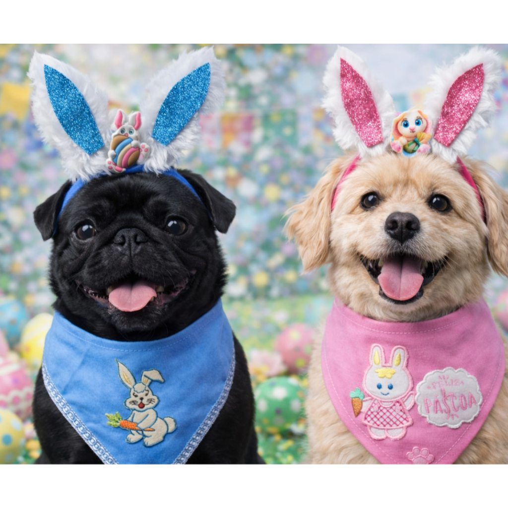 Kit Páscoa Pet Bandana + Arco Orelha de Coelho para Cachorro e Gato em Oferta na Shopee