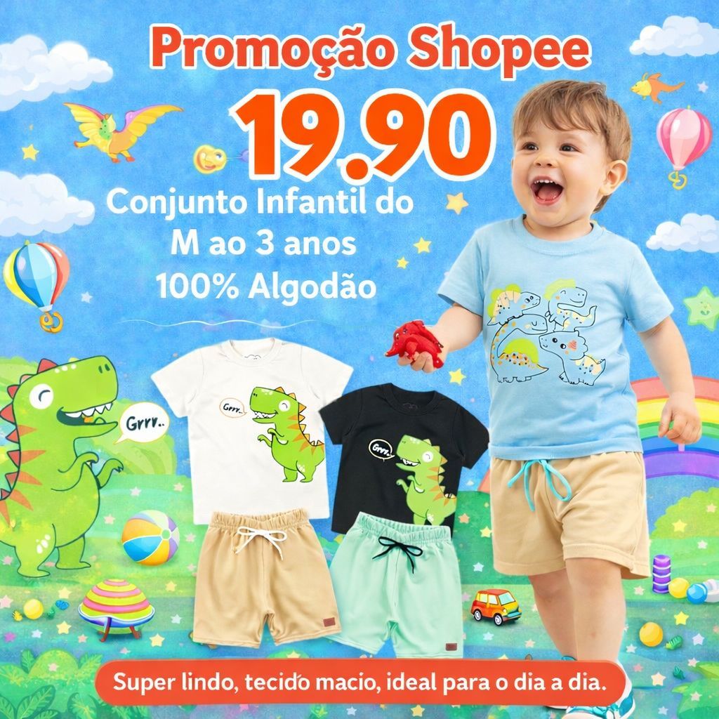 Escolha Seus Conjutos do M ao 3 Anos de Bebê Menino Infantil - Ideal Para o Verão em Oferta na Shopee
