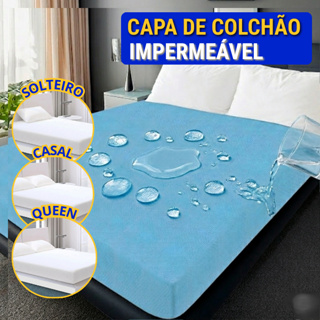 Capa Forro Protetora de Colchão 100% Impermeável P/ Cama Box Solteiro Casal Queen Elástico Antiácaro em Oferta na Shopee