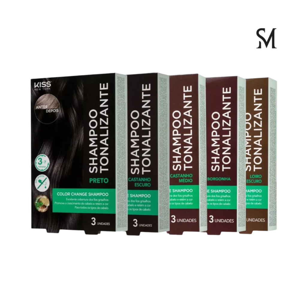 Shampoo Tonalizante Color Change Castanho Escuro, Preto, Borgonha, Castanho Médio ou Loiro Escuro - Kiss New York