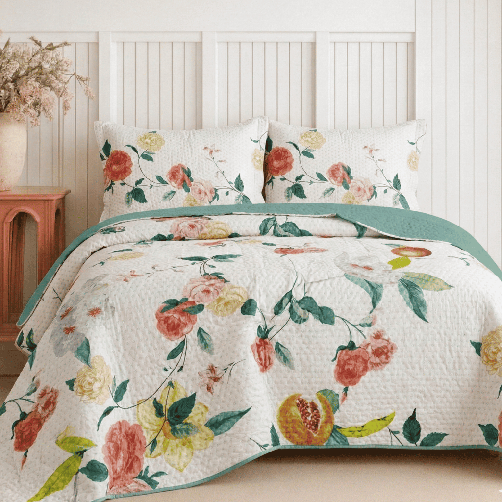 Kit Cobre Leito Colcha Solteiro Casal Queen King Bouti Dupla Face C Porta Travesseiro Aba Americana