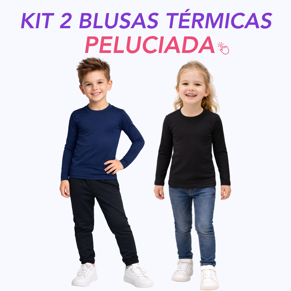 Kit com 2 Blusas Térmicas  Peluciada Infantil Inverno Tam 02 ao 14 Menino e Menina Segunda Pele em Oferta na Shopee