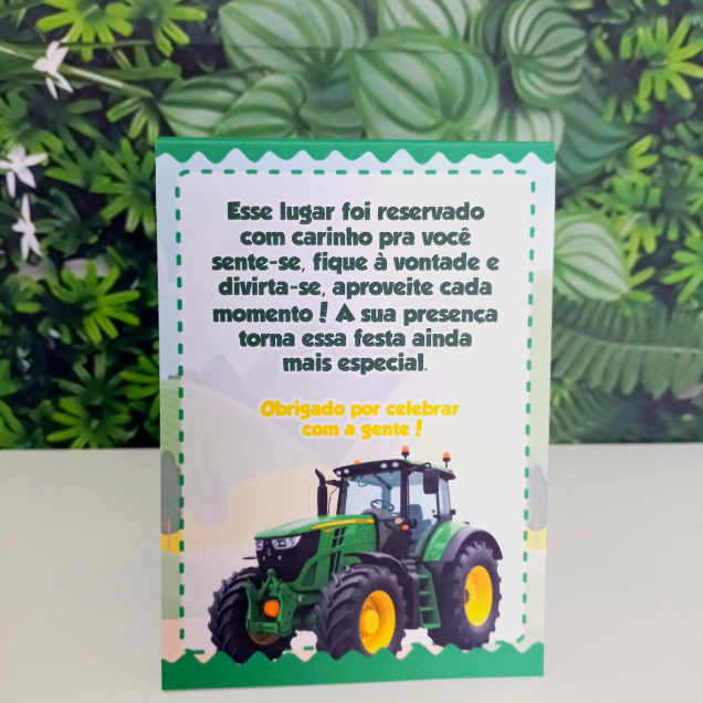 10 a 30 Plaquinhas de Mesa  TRATOR VERDE - Centro de Mesa -Decoração Festa - PRONTO ENTREGA