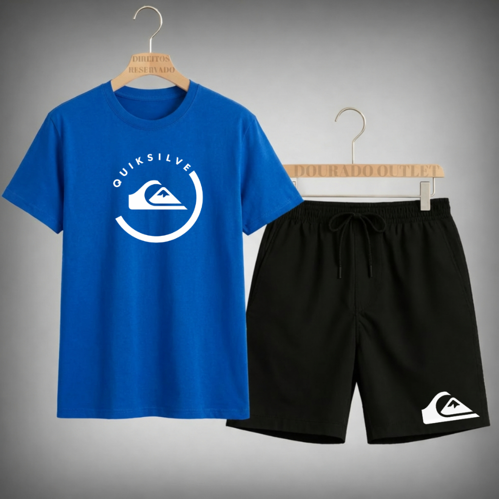 CAMISA E SHORT Quiksilver Cores estilo casual 30.1 camisa 100% Algodão em Oferta na Shopee