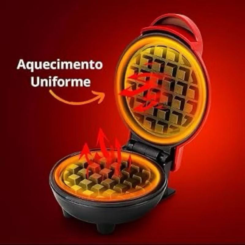 Mini Máquina de Waffles Elétrica Portátil Casa Cozinha Fazer Waffle Panquecas Automático 220V