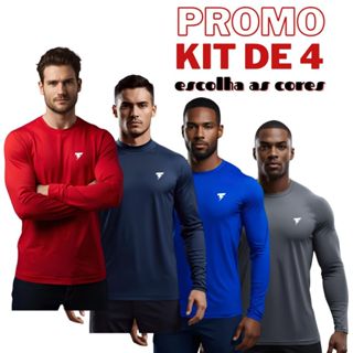 KIT 4 Blusas Manga Longa Térmica Masculina Poliester Corrida Casual em Oferta na Shopee