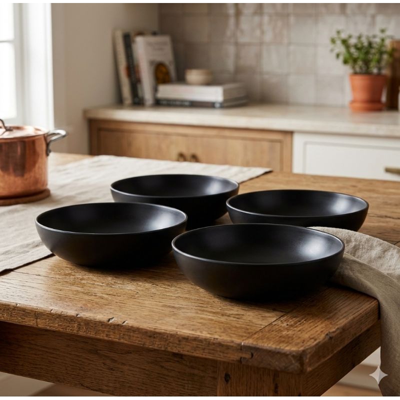 Kit Jogo 4 Pratos Fundo Colors Preto 1000ml - Helsim em Oferta na Shopee