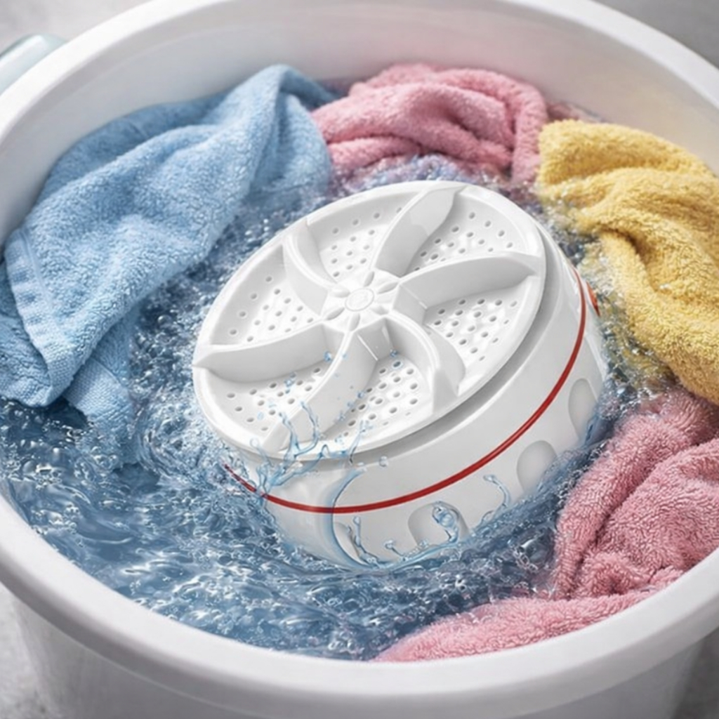 Mini Máquina de Lavar Roupas  Giro Turbo Portátil USB Ultrassônica Lavadora Compacta para Viagem