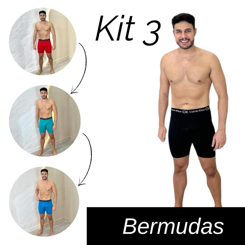 Kit 3 Bermuda Térmica Masculina Segunda Pele Anti Assadura treinos e corrida confortáveis