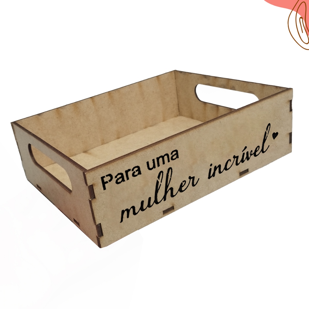 Bandeja Montagem Cesta Presente Criativo MDF Para Mulher Incrivel 20x15x6