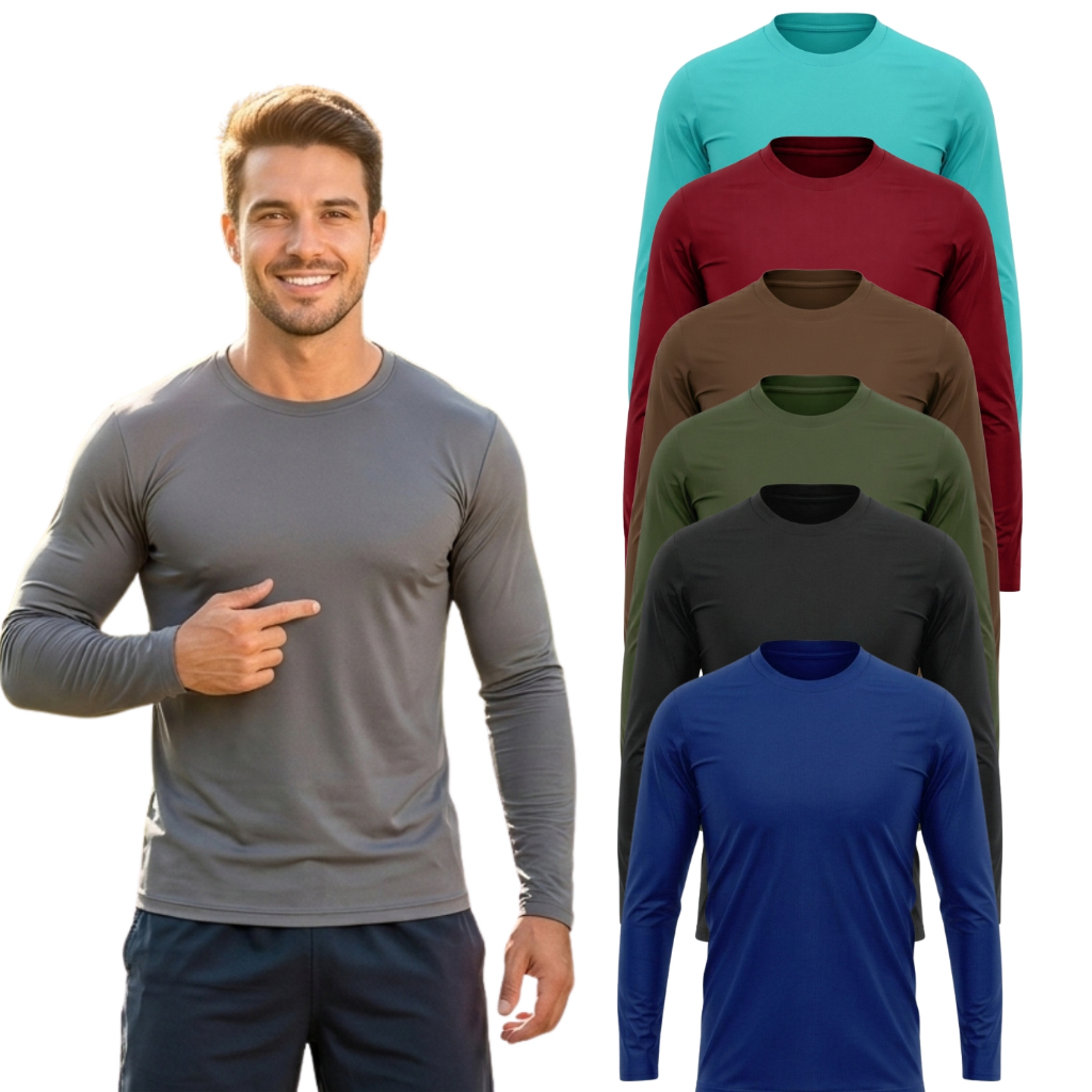Kit 10 Camiseta ProteçãoTermica Segunda Pele Tam P ao G3 Praia Anti Odor Cores Sortidas