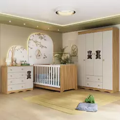 Quarto de Bebê Completo com Berço Americano 3 em 1 Doçura Multimóveis MP4646