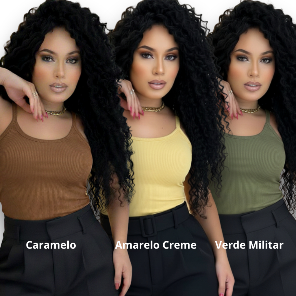 Kit 3 Regatas Feminina Canelada Ribana Alcinha Blusa Básica Justa Confortável e Estilosa em Oferta na Shopee