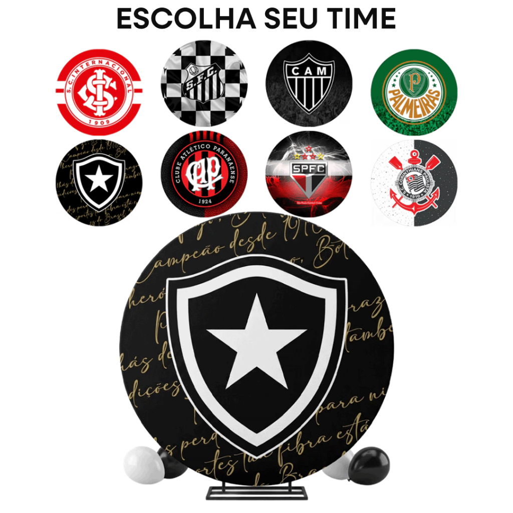 Painel para Festas, Times Brasileiros, Redondo 1,5m de Diâmetro Com Elástico em Oferta na Shopee