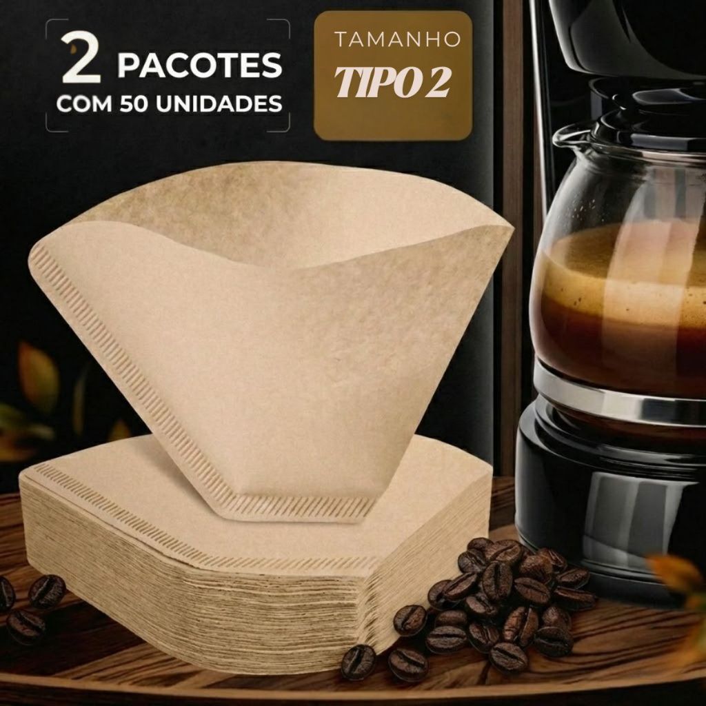 Filtro de papel Natural coador de café V60 02 cafeteria hario Pacote C/ 100, 200 ou 300 unidades