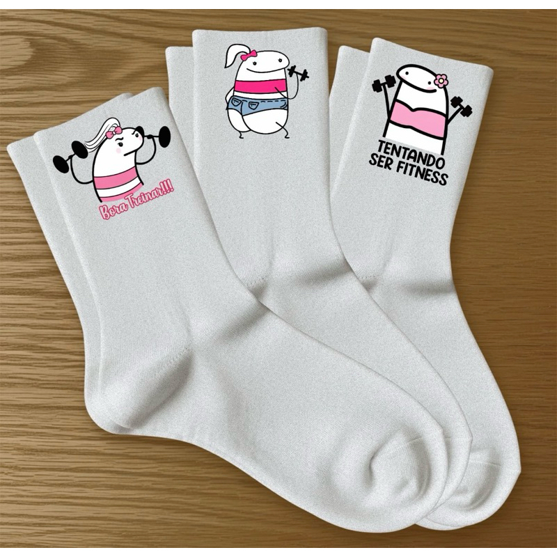 Meias Flork Academia Kit 3 Pares De Meias Confortáveis Estampa Flork Academia em Oferta na Shopee