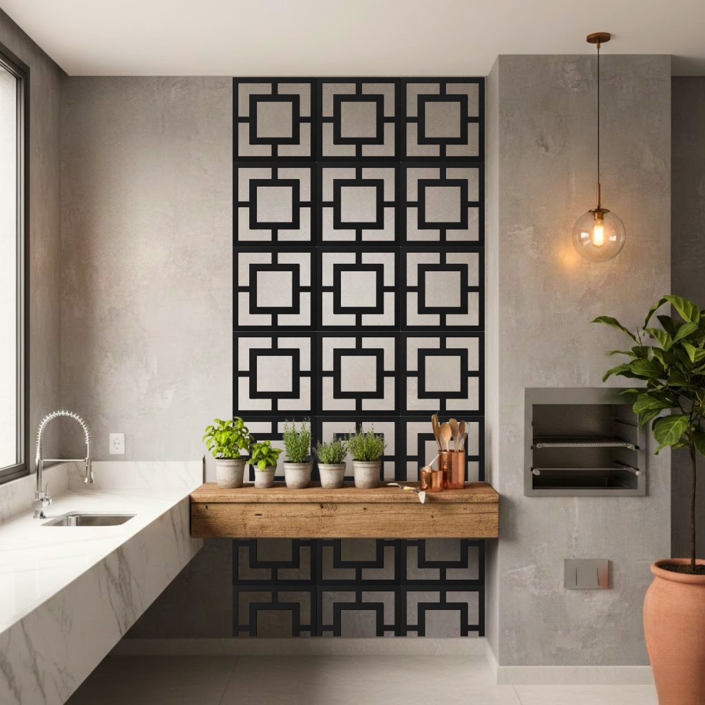 Placa Decorativa Vazada em MDF – Painel Estilo Cobogó 20x20cm