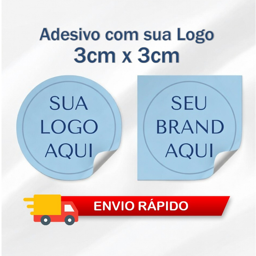 Adesivos Personalizadas 3x3cm 50 300 500 1000 Unidades Redonda Quadrada Promoção