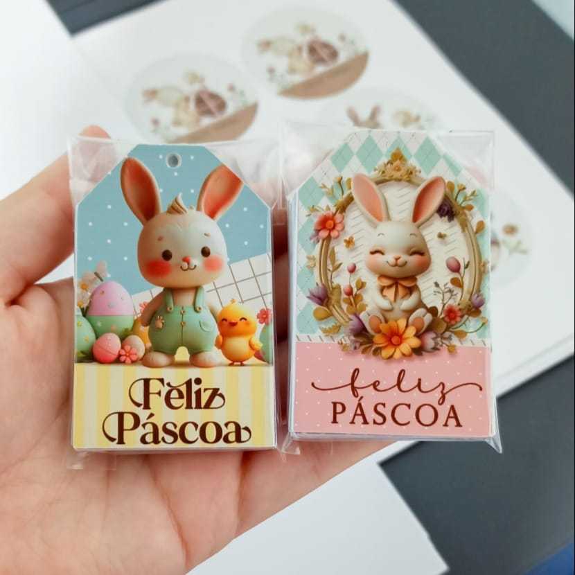 30/50/100 UN Tag de Páscoa - Etiqueta Feliz Páscoa - Coelhinho em Oferta na Shopee