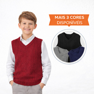 Colete Infantil Tricot Masculino Premium – Varias Cores Disponíveis  2 Até 12 Anos em Oferta na Shopee