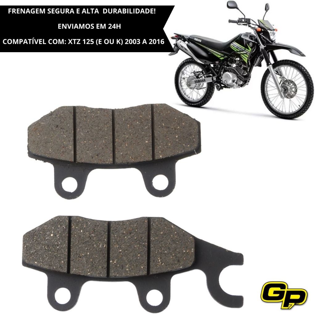 Kit 2 Pastilhas de Freio Yamaha XTZ 125 E K - Anos 2003 até 2016 Reposição Freio Dianteiro Moto