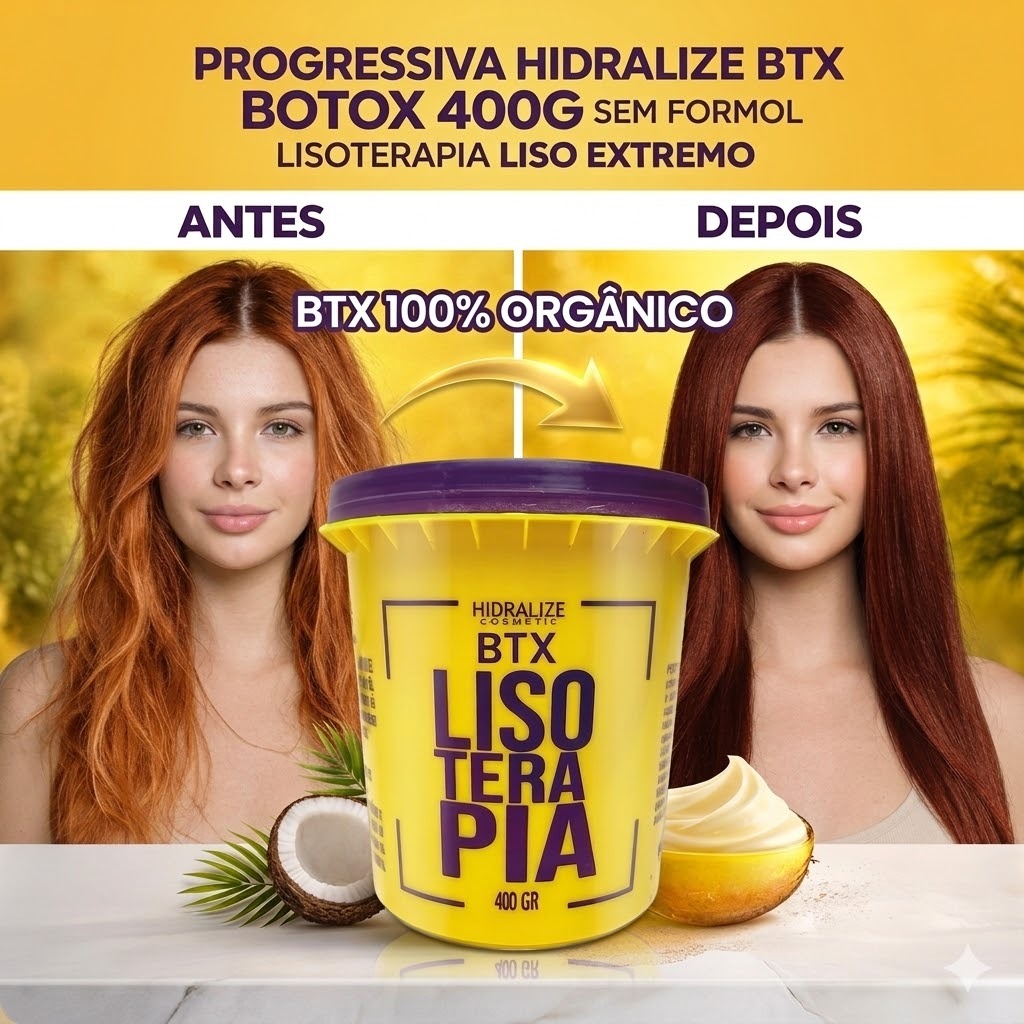 HIDRALISE PROGRESSIVA BTX BOTOX 400G ORGÂNICA SEM FORMOL LISO EXTREMO