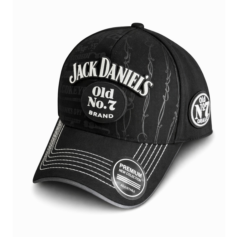 Boné Jack Daniels Old No.7 Preto Aba Curva Snapback Masculino Premium Boné Whiskey