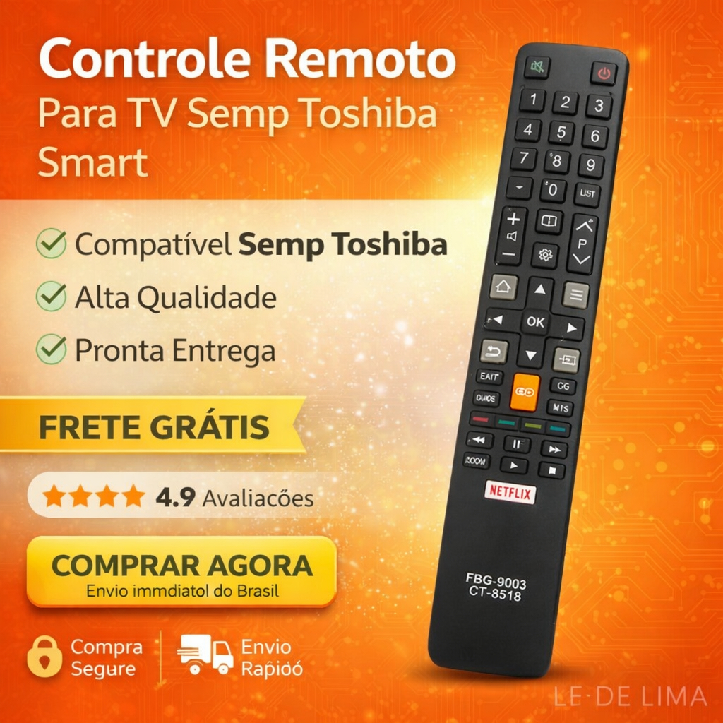 Controle Remoto Para Smart Tv Semp Toshiba Ct- 8518 32l2800 U7800 8518