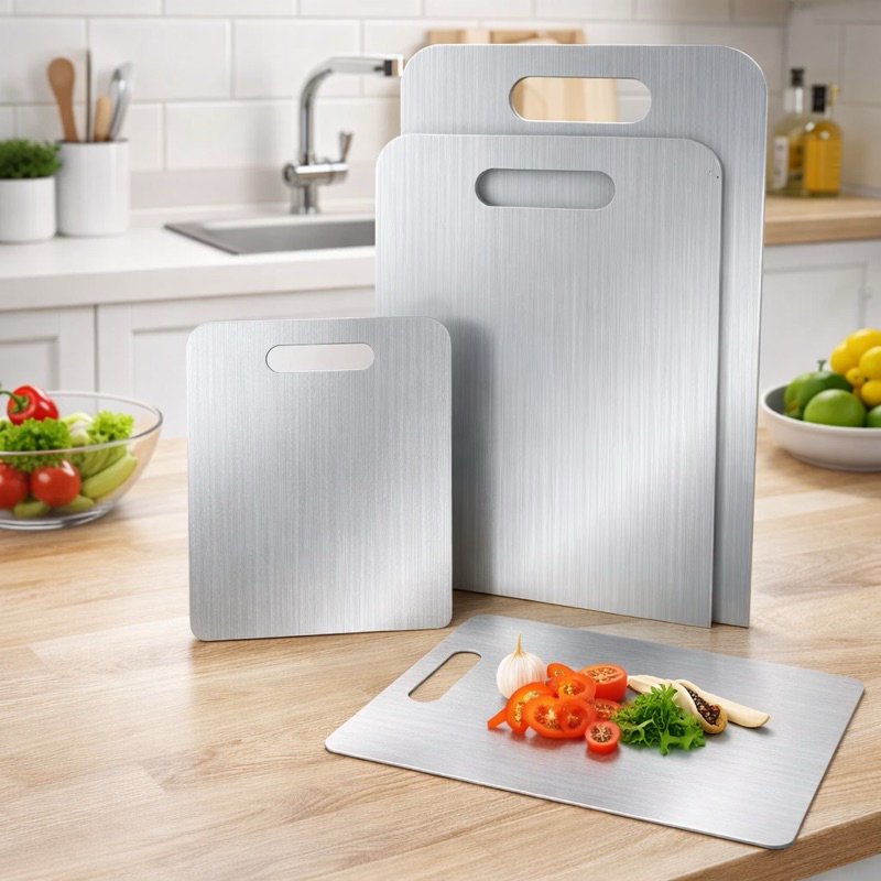 Tabua Corte Inox Profissional 3 Tamanhos Higiene Total Resistente Fácil Limpar Fatiar Carnes Legumes Não Acumula Sujeira