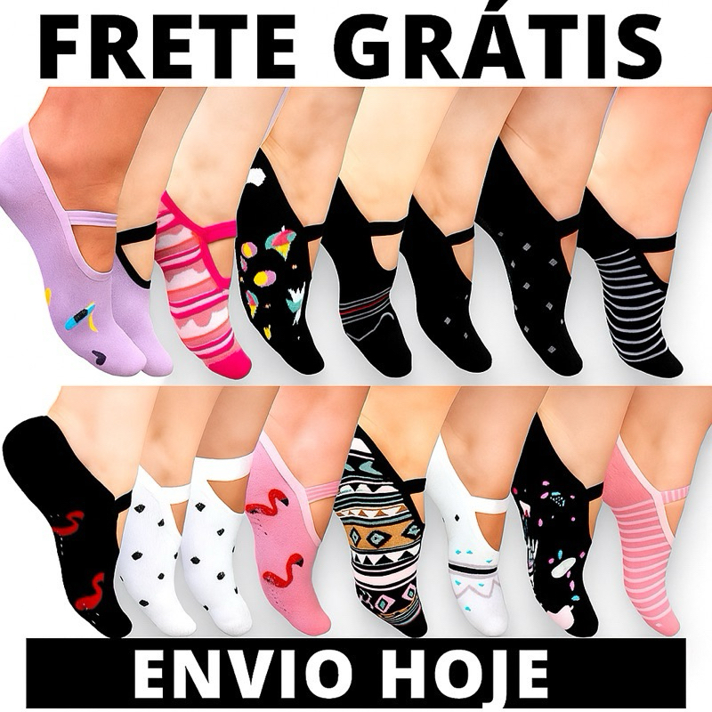 Imagem Kit 2,3 Pares Meias Femininas Antiderrapante 35/40 Atoalhada  Pilates Yoga Hidroginástica Conforto Premium Frete Grátis