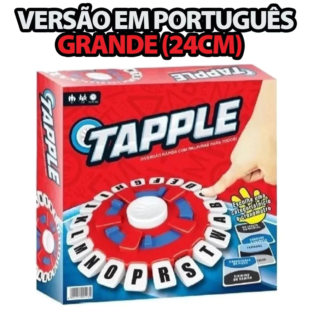 Versão em Português - Jogo de Tabuleiro Tapple Stop Trava Letras com Temporizador para Familia 24cm