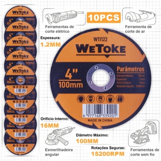 10PCS Disco Corte 4" 100mm 1.2mm p/ Esmerilhadeira Disco Corte Ferro Metal Inox em Oferta na Shopee