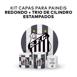 Kit Decoração Painel Redondo + Trio Cilindro Santos Peixe Futebol Ideal Para Festas E Aniversários em Oferta na Shopee