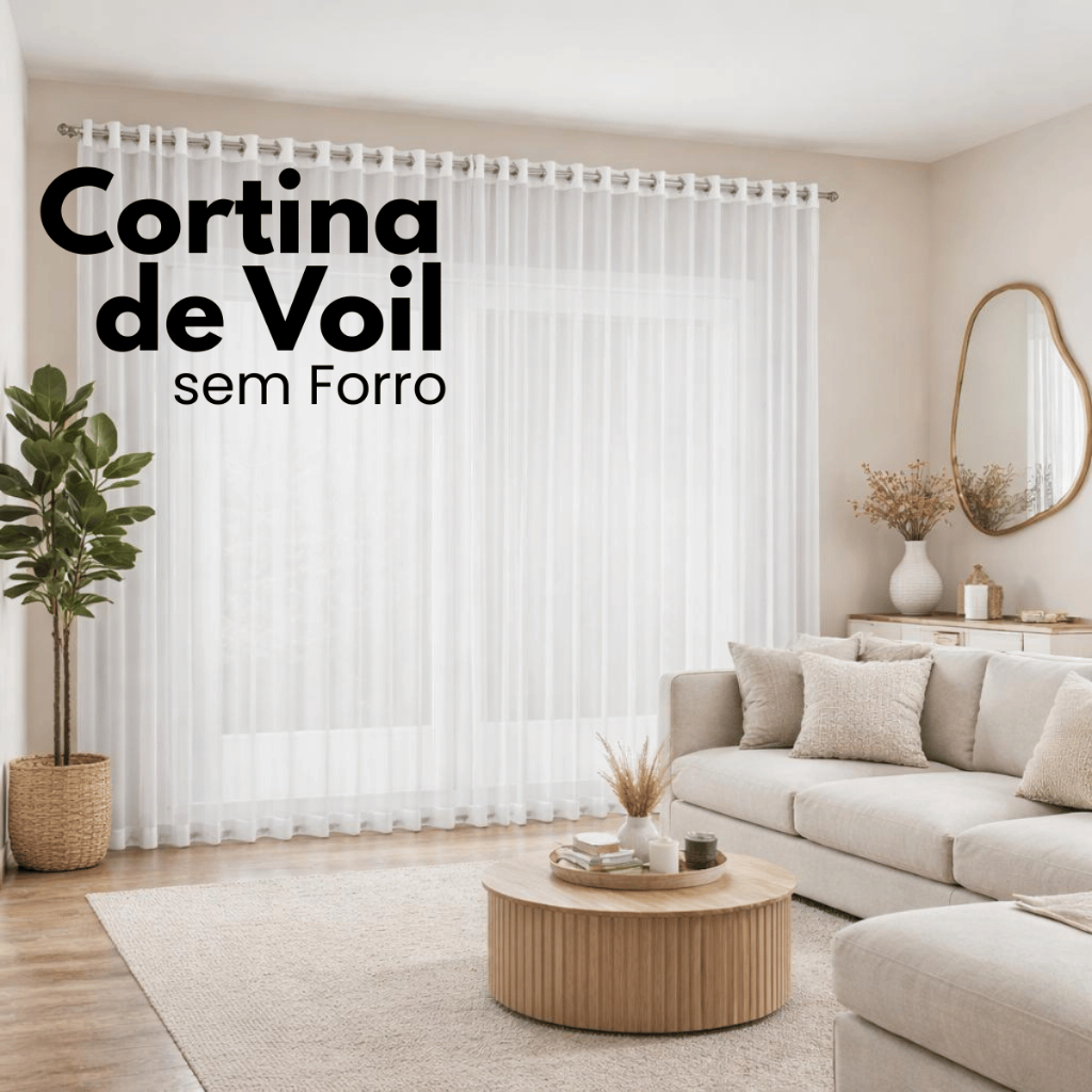 Cortina De Voil/Voal Sem Forro Para Sala e Quarto 4.00x2.80