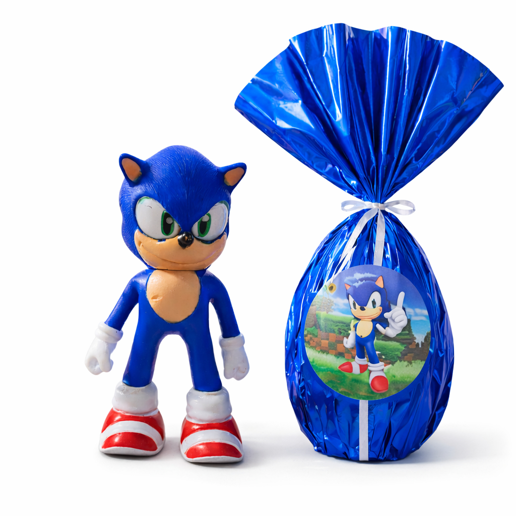 Ovo de Chocolate Sonic 300g com Surpresa Brinquedo Infantil Presente Páscoa Meninos