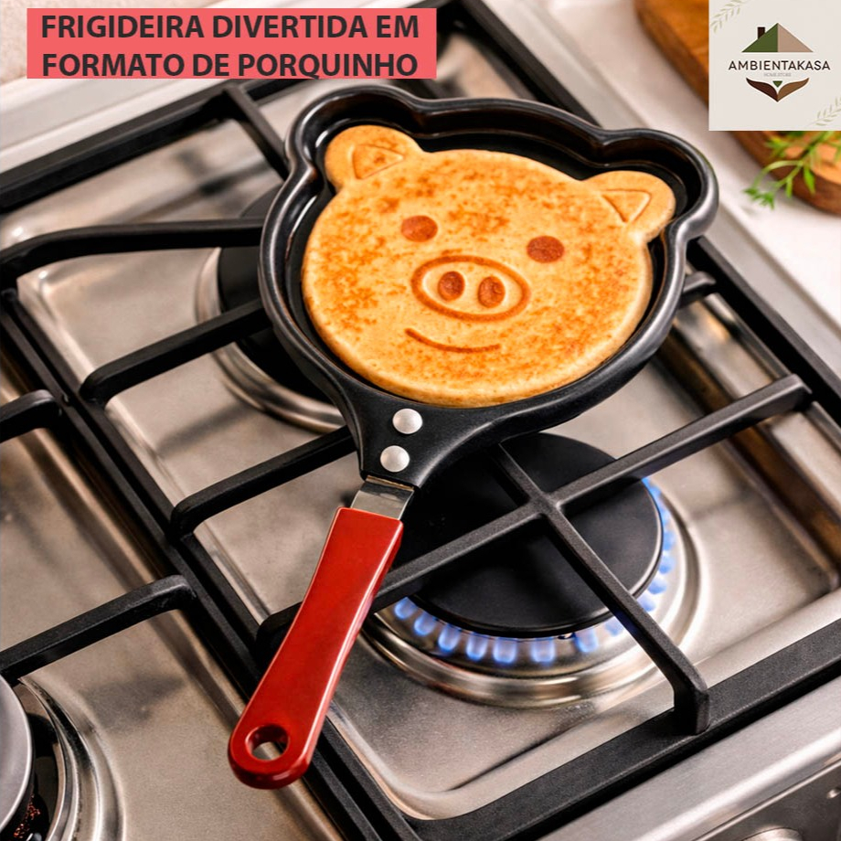 Frigideira Panquequeira Porquinho 26,5cm | Forma Divertida para Panquecas Ovos Infantil