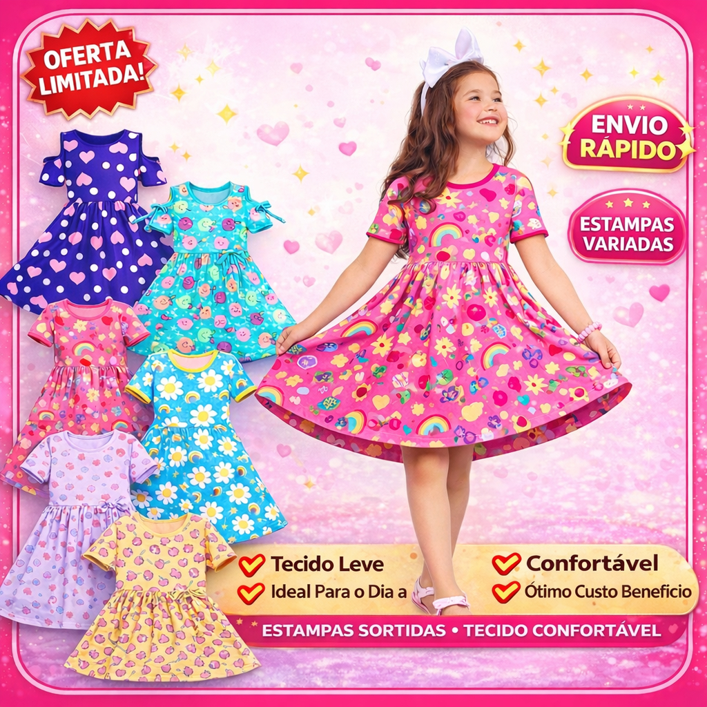 Vestido Menina colorido De festa  de festa casual princesa rodado Colorido em Oferta na Shopee